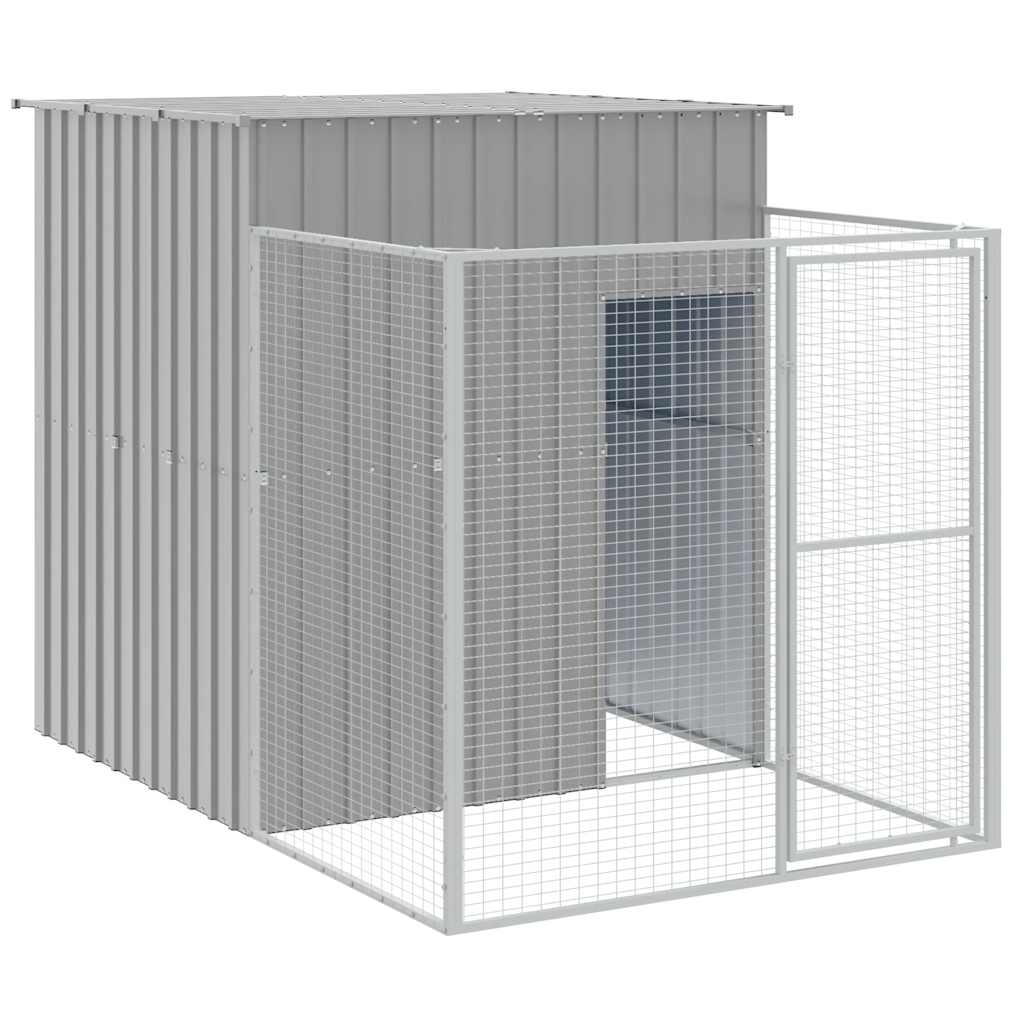 Dog House with Run Light Grey 165x251x181 cm Galvanised Steel
