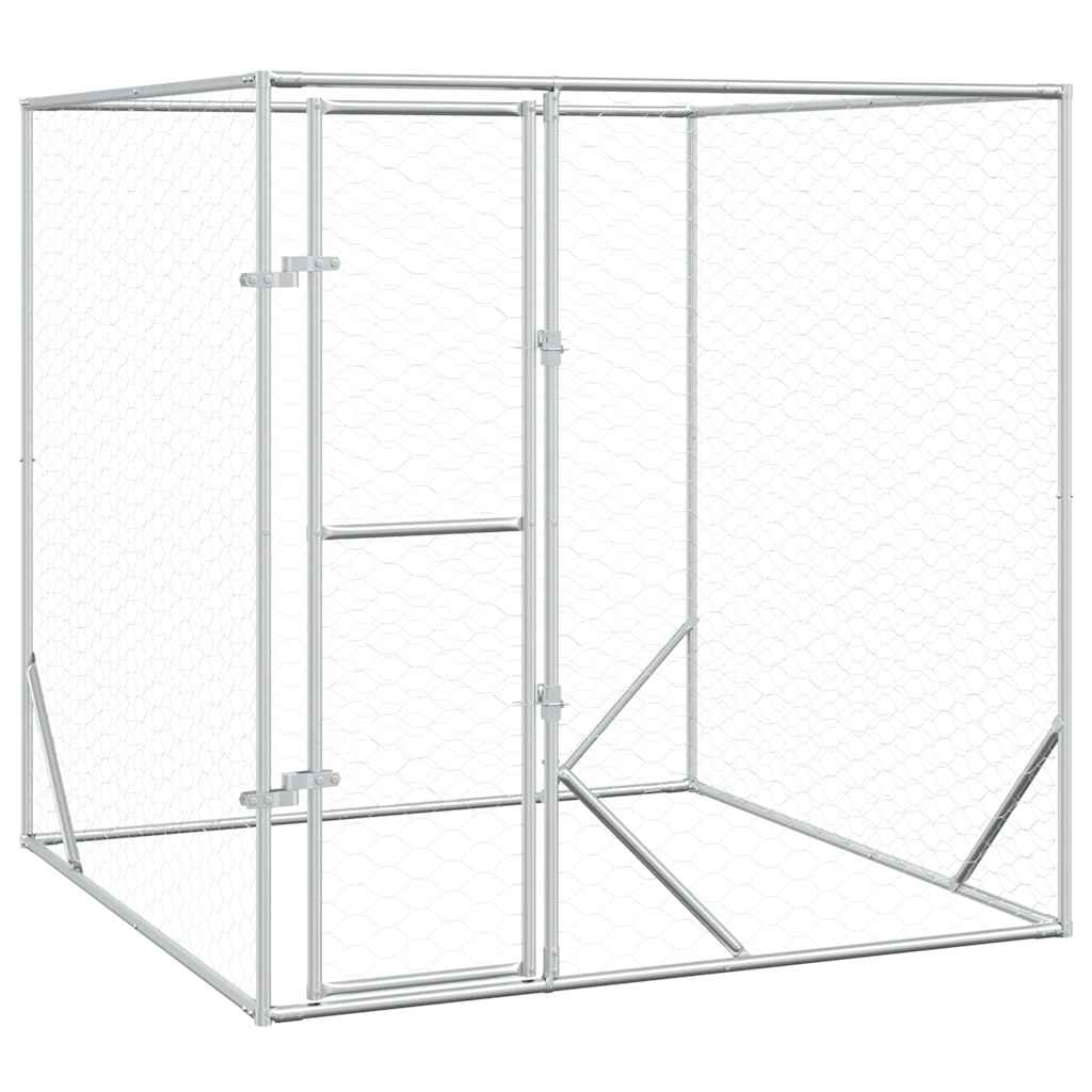 Outdoor Dog Kennel Silver 2x2x2 m Galvanised Steel