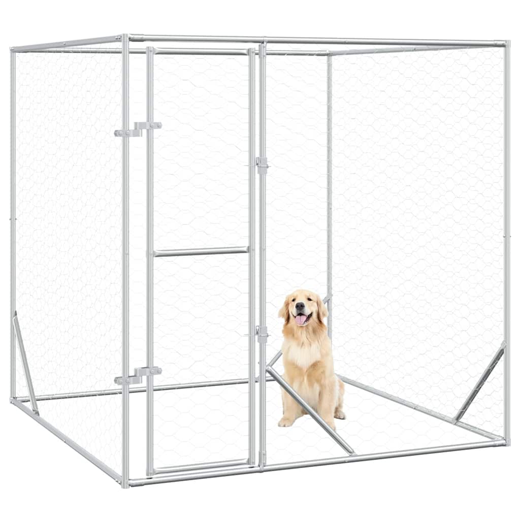 Outdoor Dog Kennel Silver 2x2x2 m Galvanised Steel