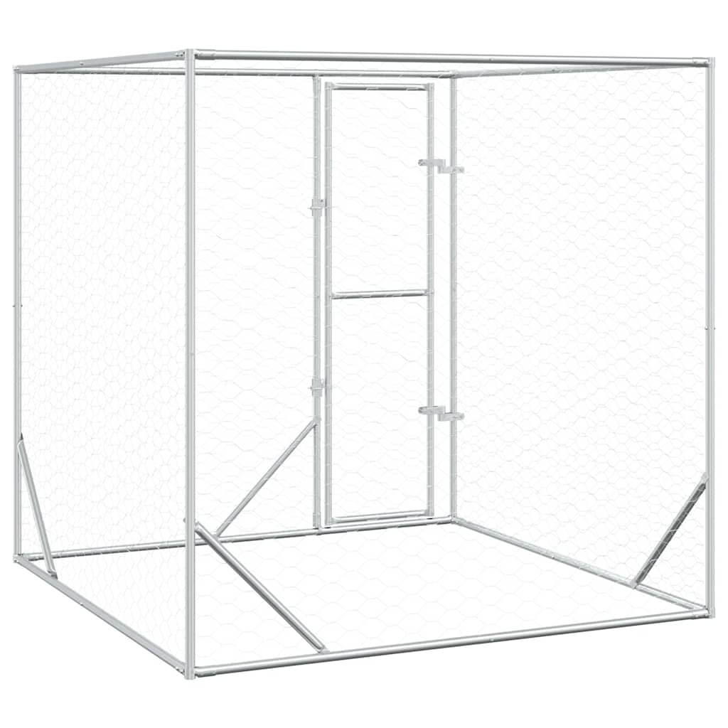 Outdoor Dog Kennel Silver 2x2x2 m Galvanised Steel