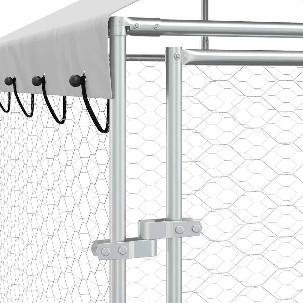 Outdoor Dog Kennel with Roof Silver 2x2x2.5 m Galvanised Steel