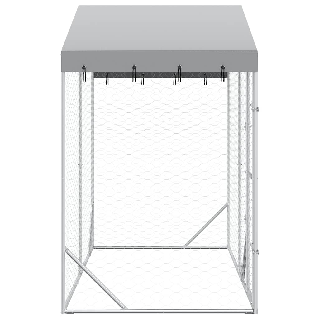 Outdoor Dog Kennel with Roof Silver 3x1.5x2.5 m Galvanised Steel