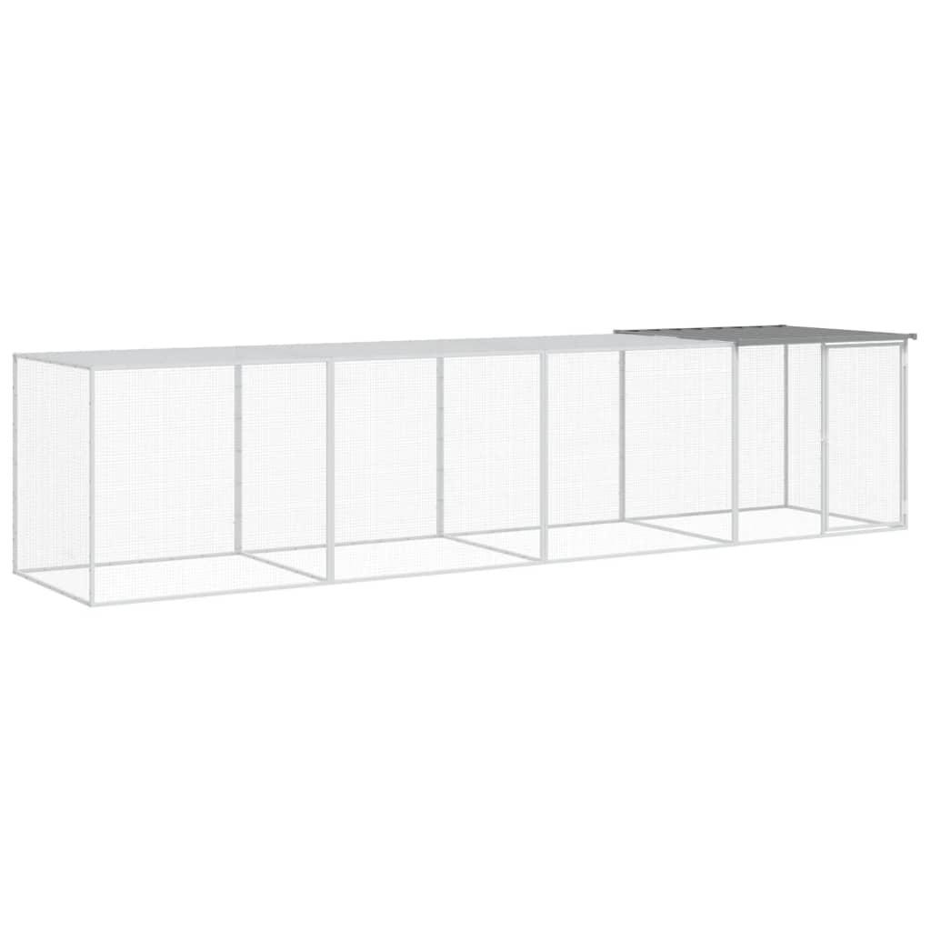 Chicken Cage with Roof Light Grey 403x98x90 cm Galvanised Steel