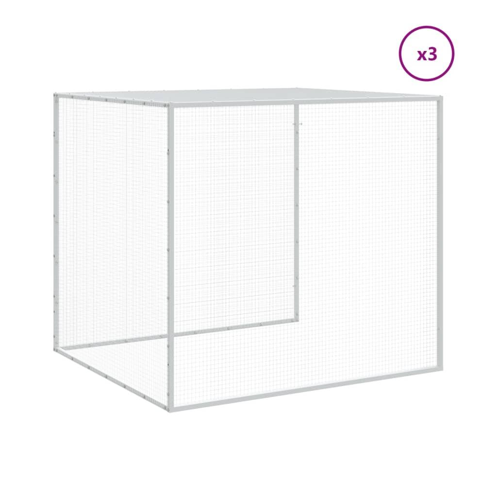 Chicken Cage with Roof Light Grey 403x98x90 cm Galvanised Steel