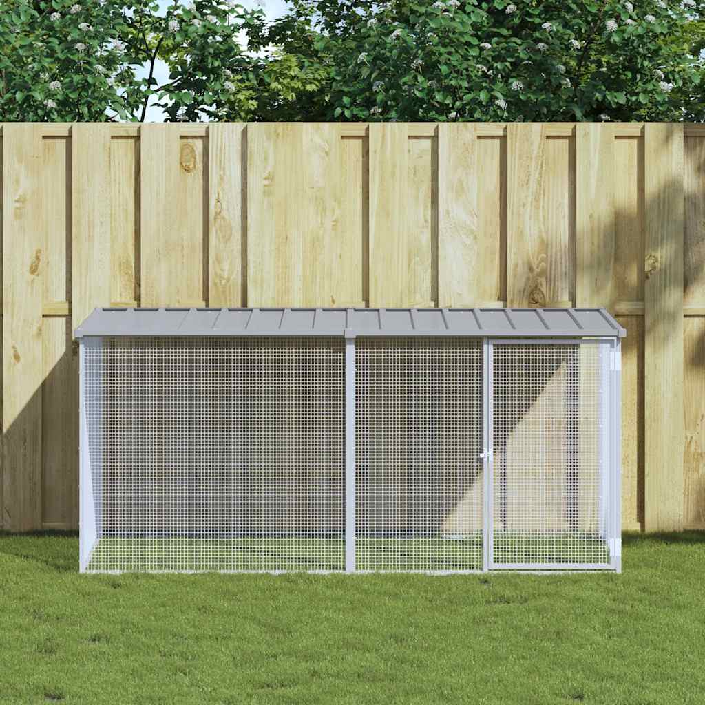 Chicken Cage with Roof Light Grey 203x98x90 cm Galvanised Steel