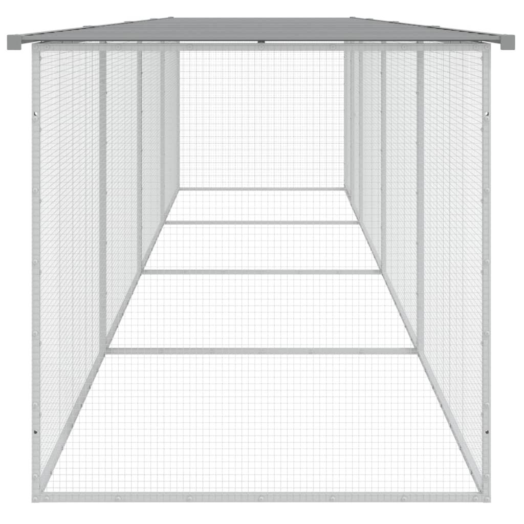 Chicken Cage with Roof Light Grey 403x98x90 cm Galvanised Steel