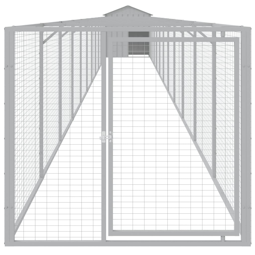 Dog House with Roof Light Grey 117x1221x123 cm Galvanised Steel