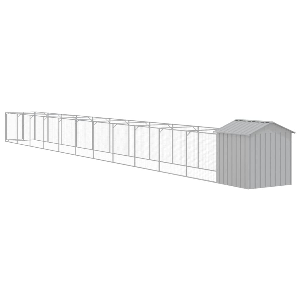 Dog House with Roof Light Grey 117x1221x123 cm Galvanised Steel