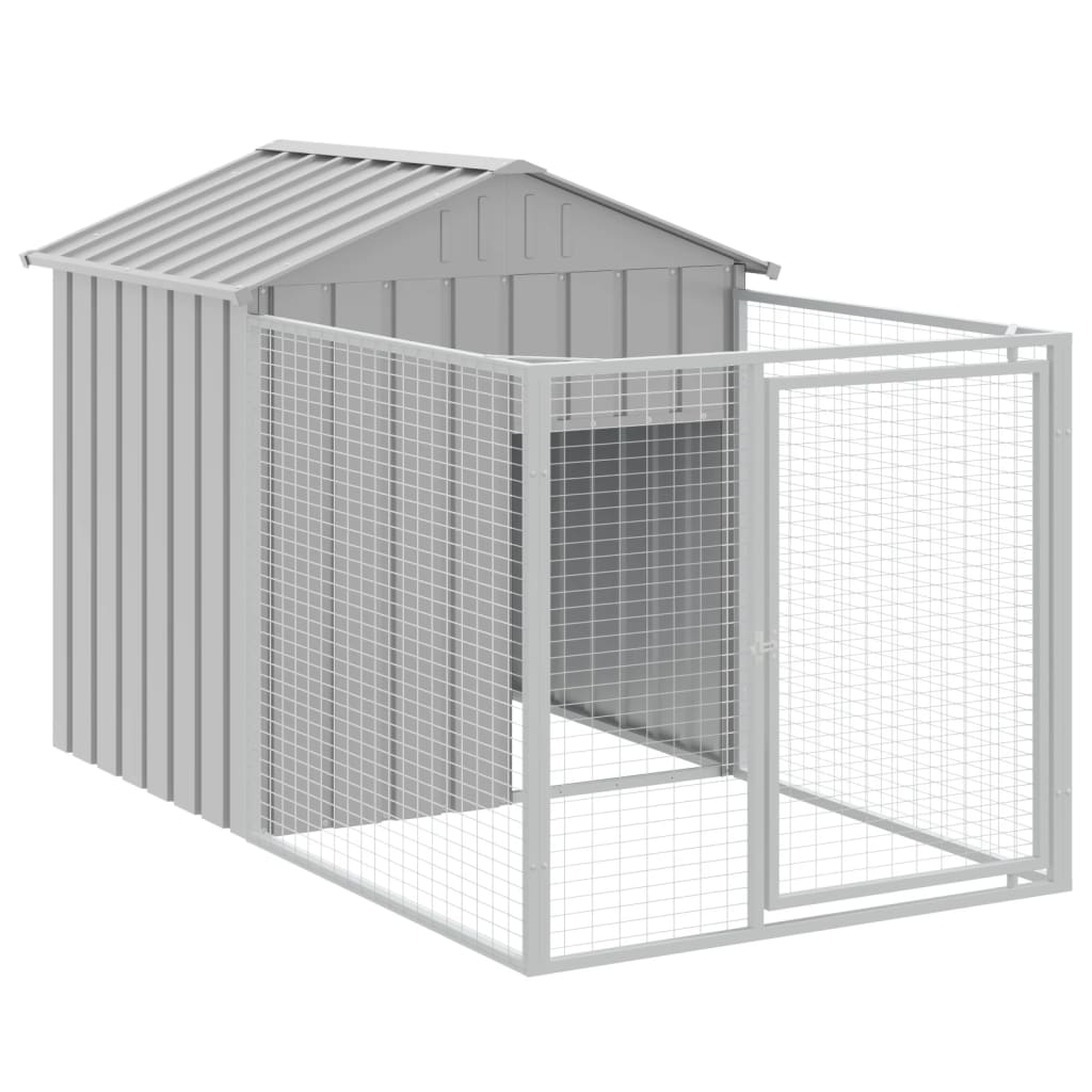 Dog House with Roof Light Grey 117x1221x123 cm Galvanised Steel