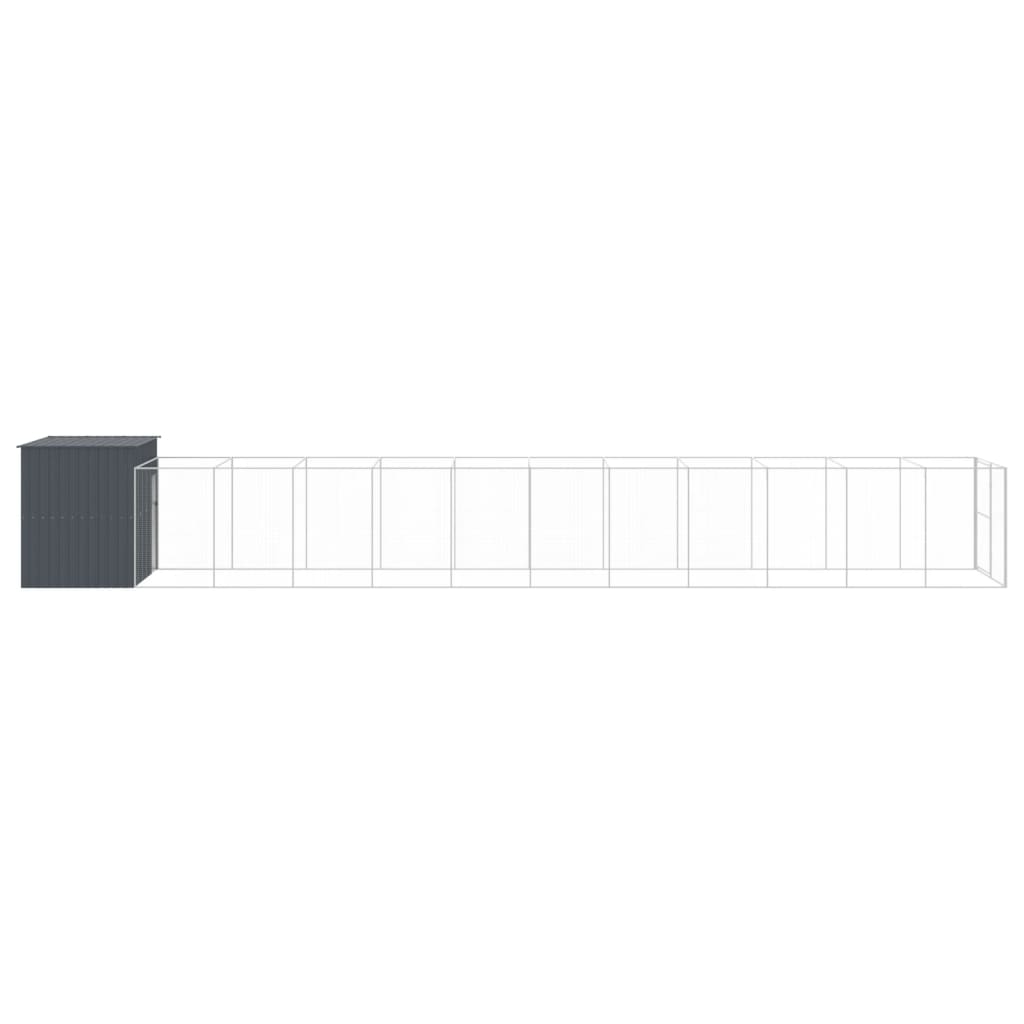 Dog House with Run Anthracite 214x1273x181 cm Galvanised Steel