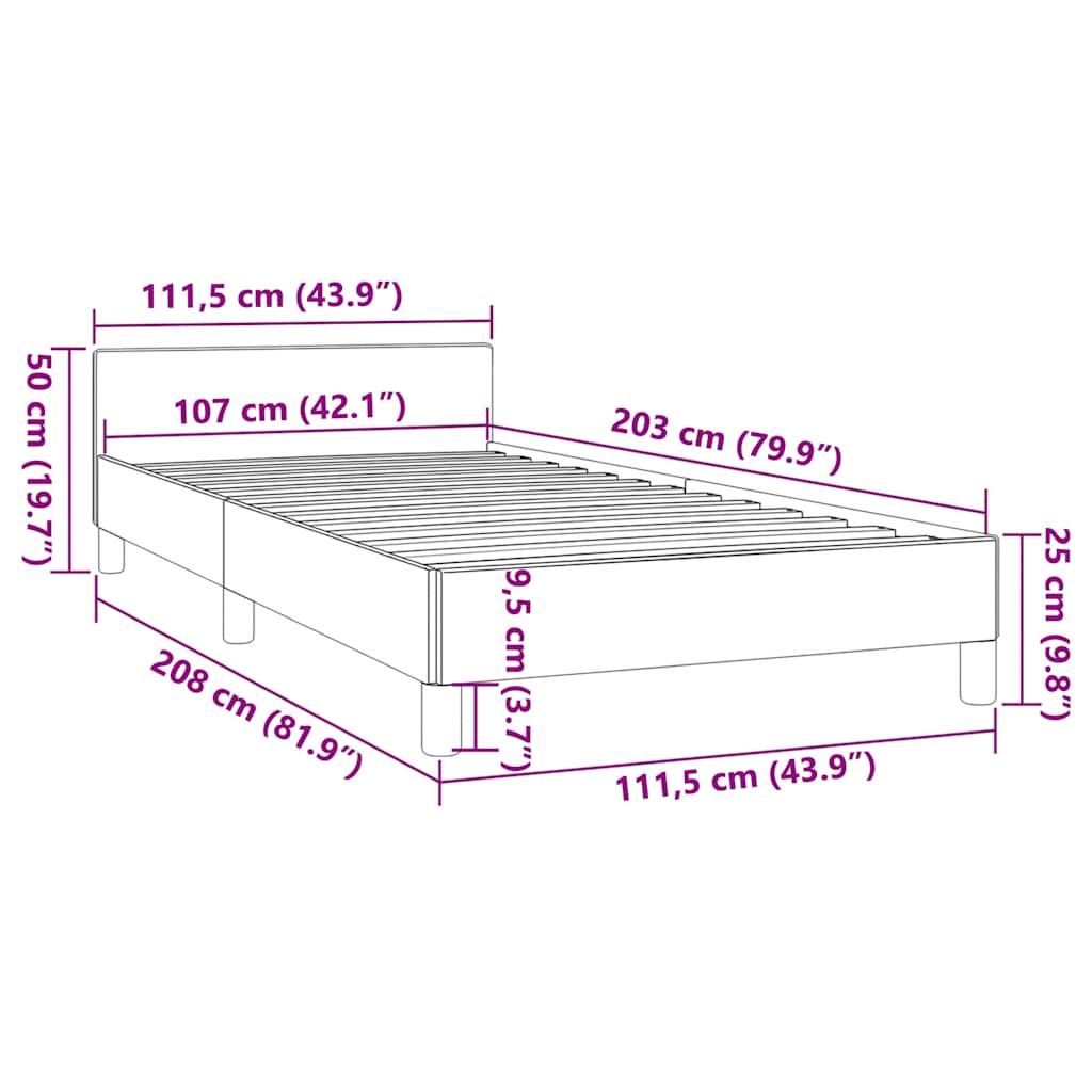 Bed Frame without Mattress Black King Single Size Velvet