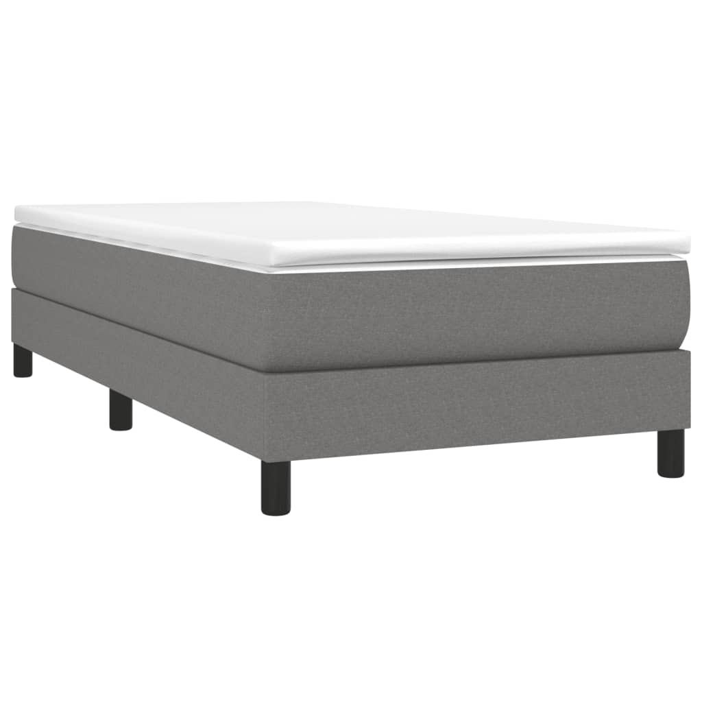 Box Spring Bed with Mattress Dark Grey King Single Size Fabric