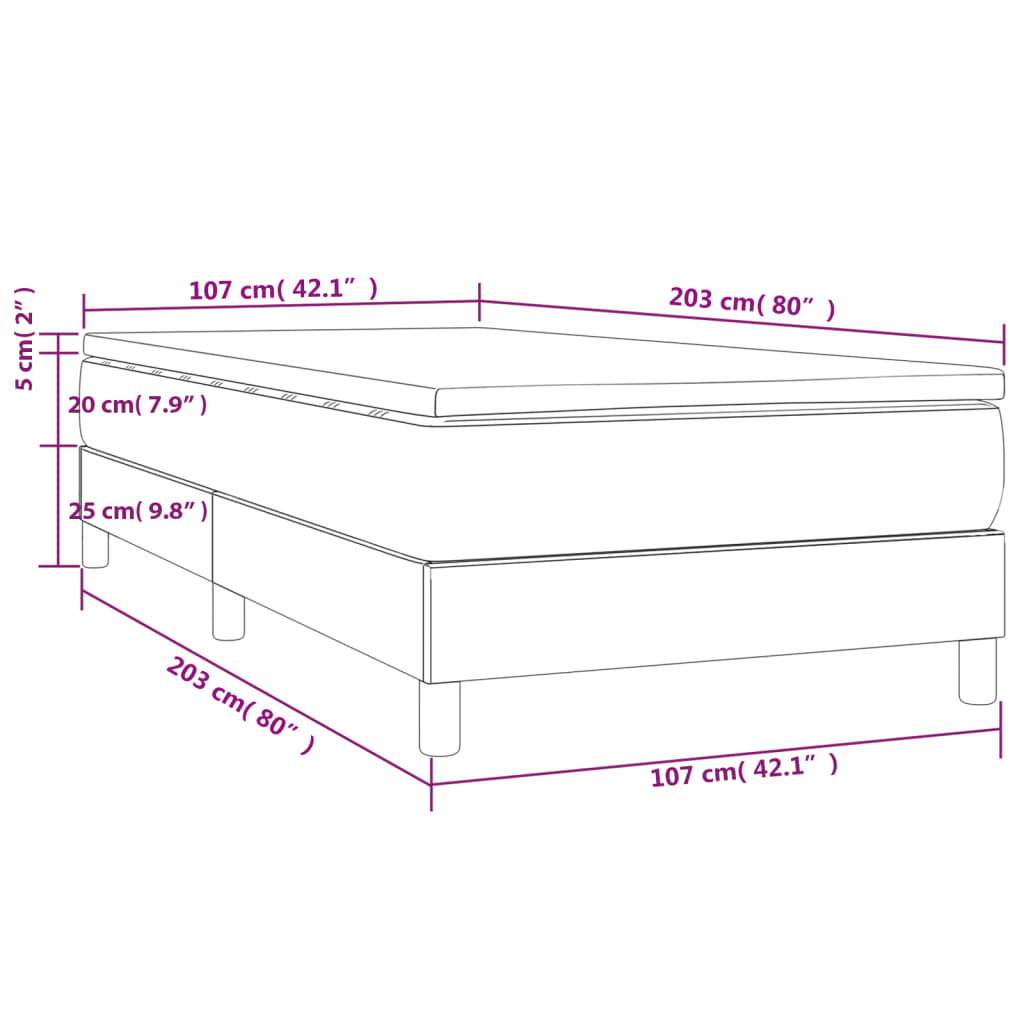 Box Spring Bed with Mattress Dark Grey King Single Size Fabric