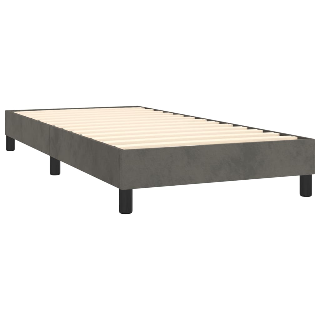 Box Spring Bed with Mattress Dark Grey King Single Size Velvet