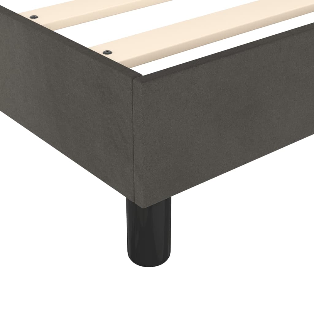 Box Spring Bed with Mattress Dark Grey King Single Size Velvet