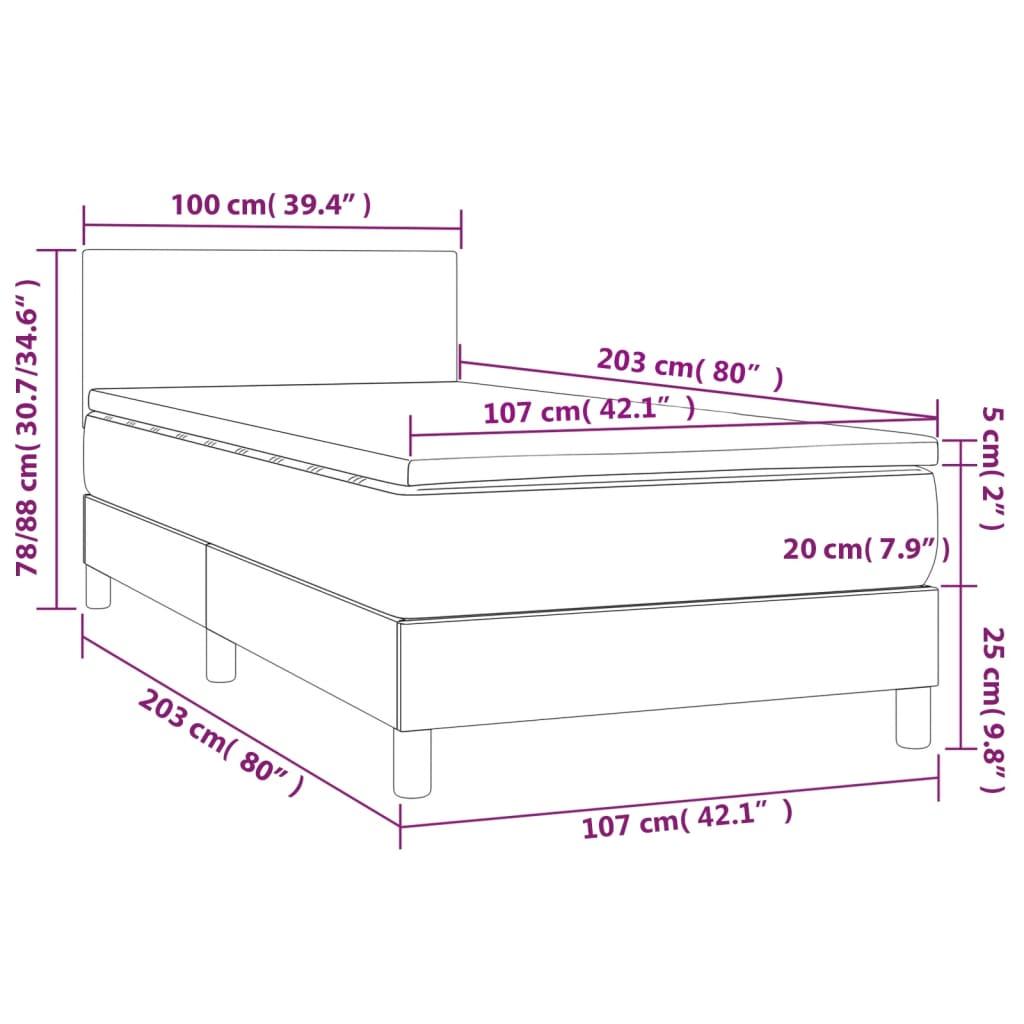 Box Spring Bed with Mattress Dark Grey 100x200 cm Fabric