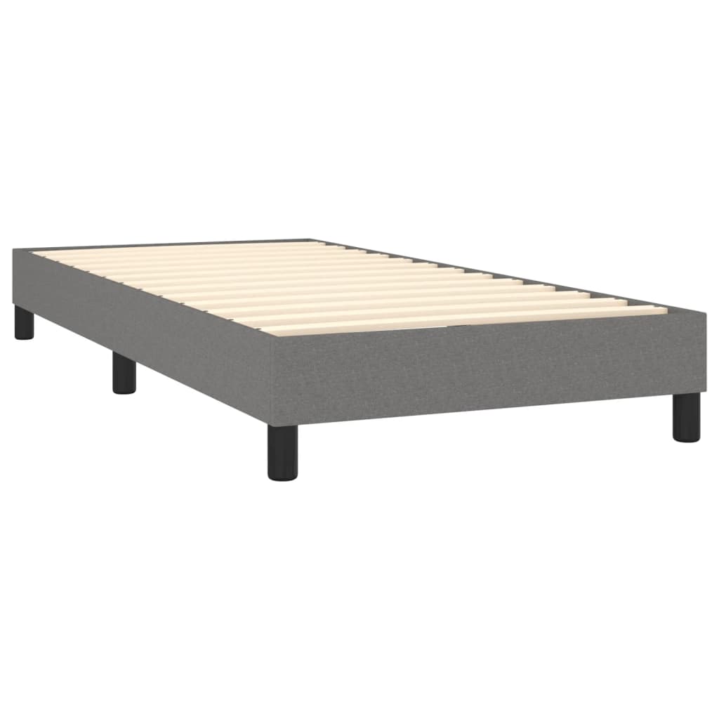 Box Spring Bed with Mattress Dark Grey King Single Size Fabric