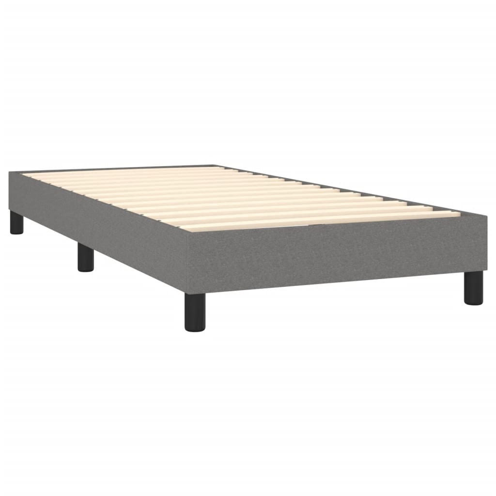 Box Spring Bed with Mattress Dark Grey King Single Size Fabric