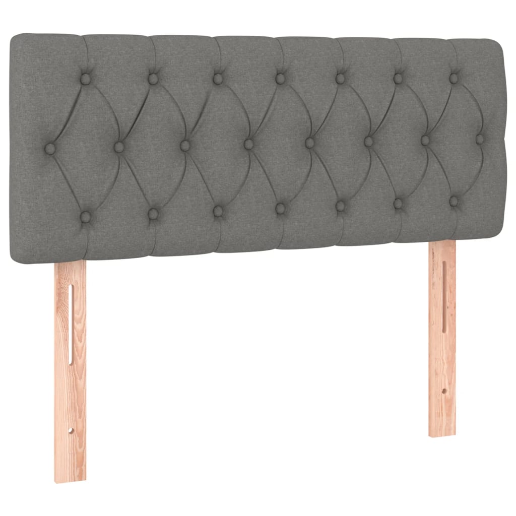 Box Spring Bed with Mattress Dark Grey King Single Size Fabric
