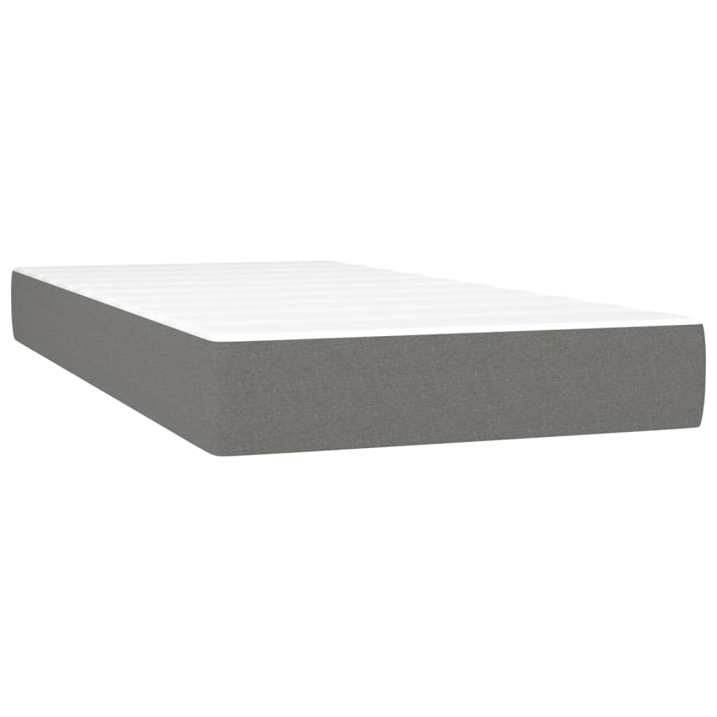 Box Spring Bed with Mattress Dark Grey King Single Size Fabric