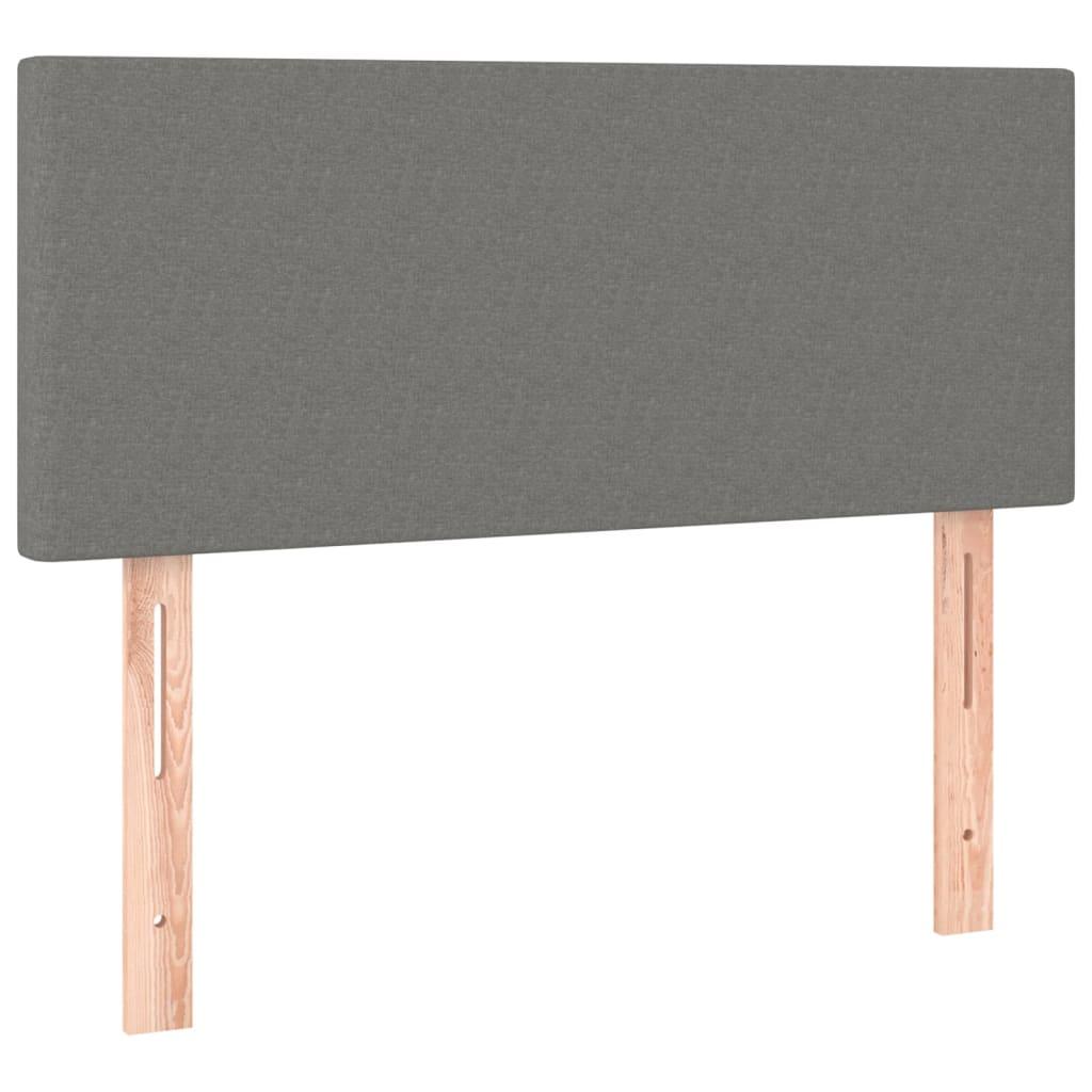 Box Spring Bed with Mattress&LED Dark Grey King Single Size
