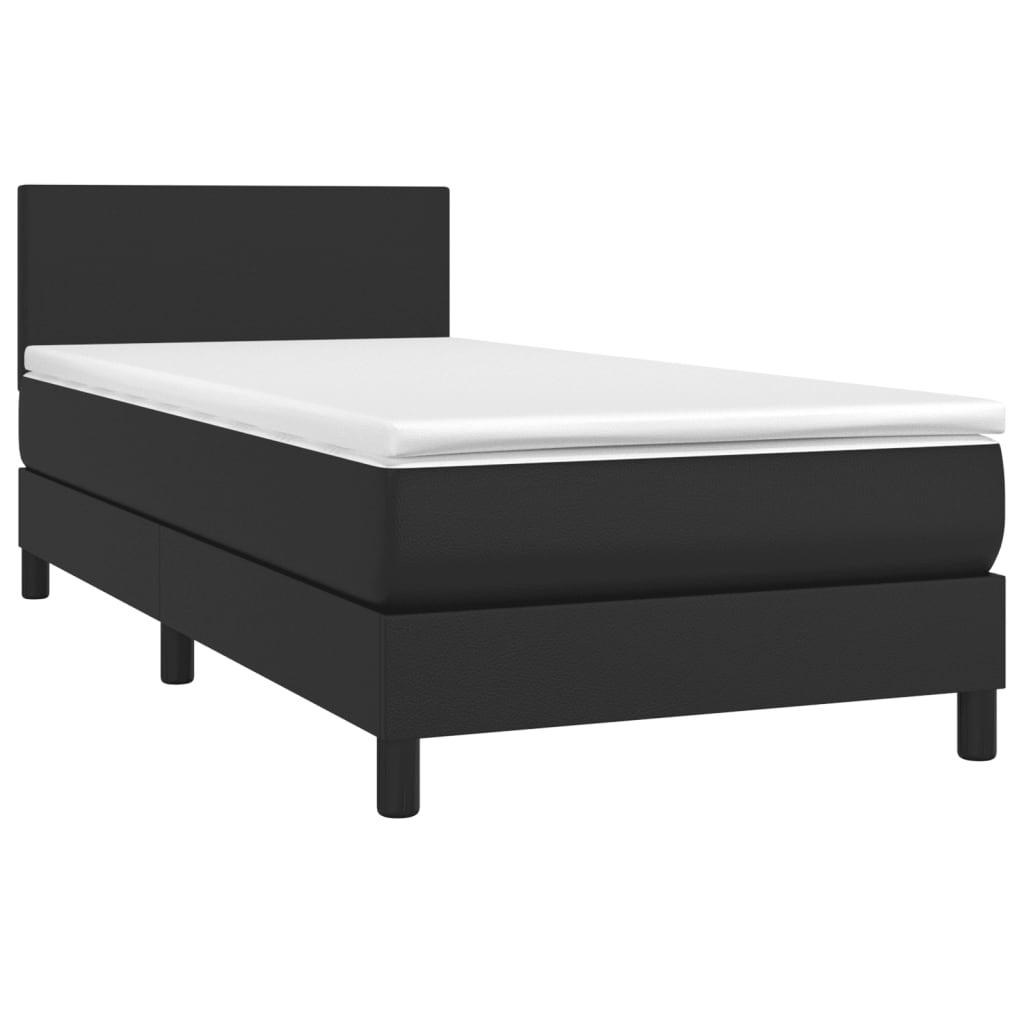 Box Spring Bed with Mattress&LED Black King Single Size