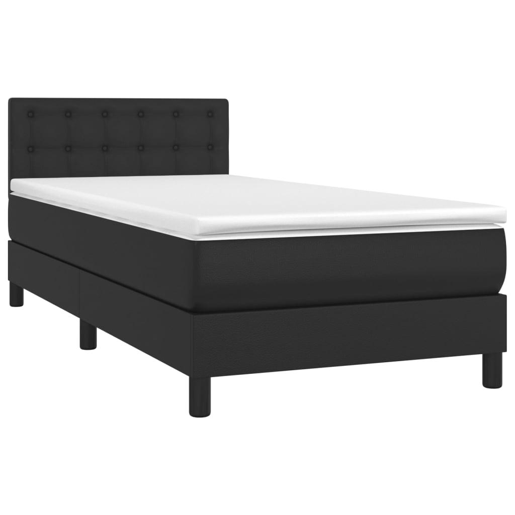 Box Spring Bed with Mattress&LED Black King Single Size