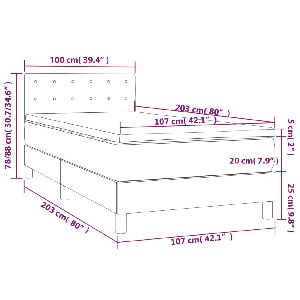 Box Spring Bed with Mattress&LED Black King Single Size