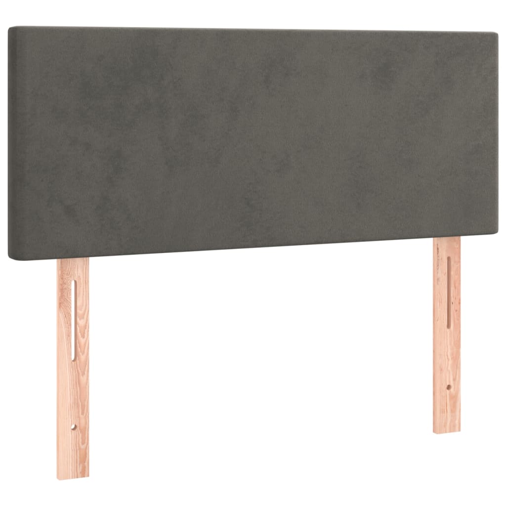 Box Spring Bed with Mattress&LED Dark Grey King Single Size