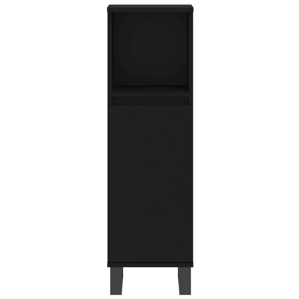 3 Piece Bathroom Furniture Set Black Engineered Wood