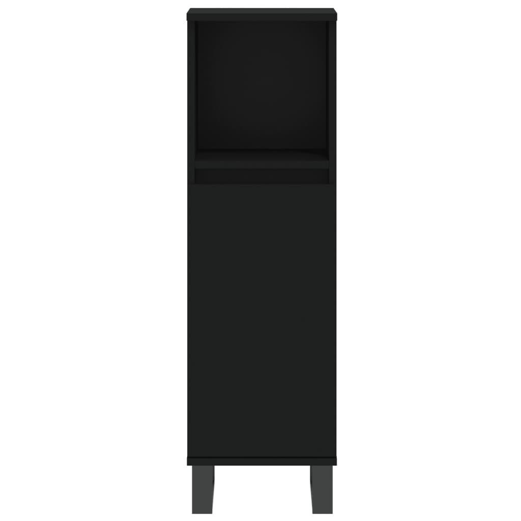 3 Piece Bathroom Furniture Set Black Engineered Wood