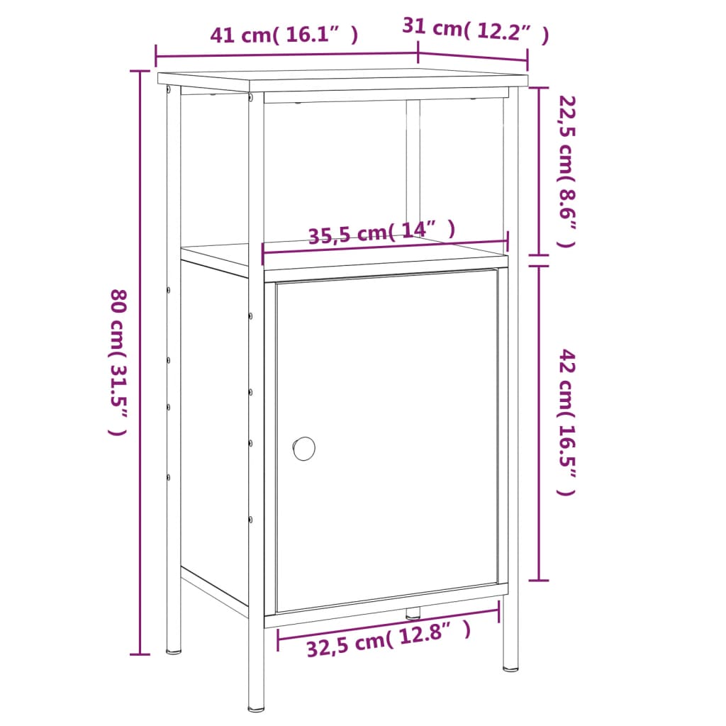 Bedside Cabinets 2 pcs Sonoma Oak 41x31x80 cm Engineered Wood