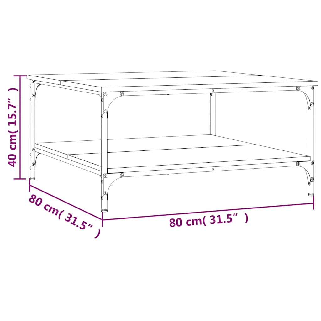 Coffee Table Sonoma Oak 80x80x40 cm Engineered Wood