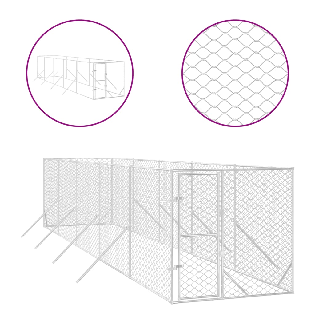 Outdoor Dog Kennel Silver 2x10x2 m Galvanised Steel