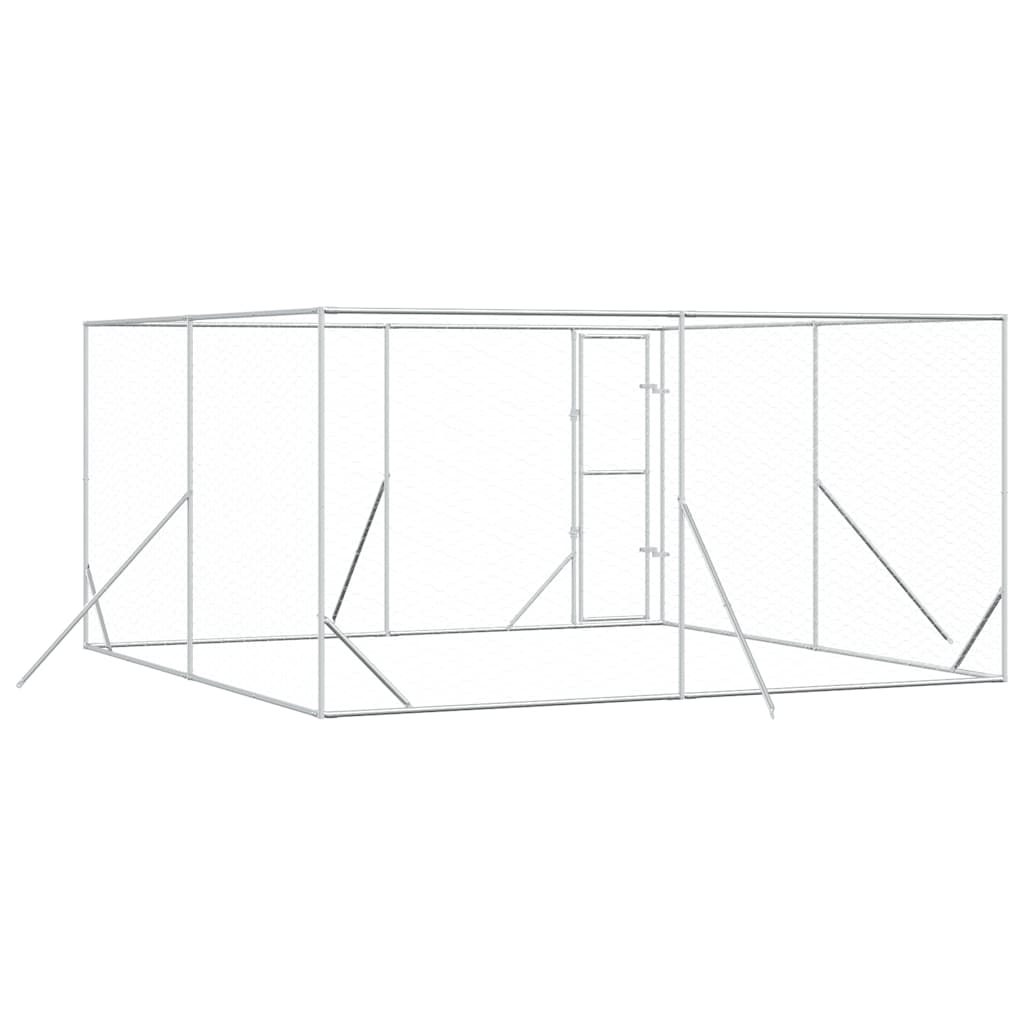 Outdoor Dog Kennel Silver 4x4x2 m Galvanised Steel