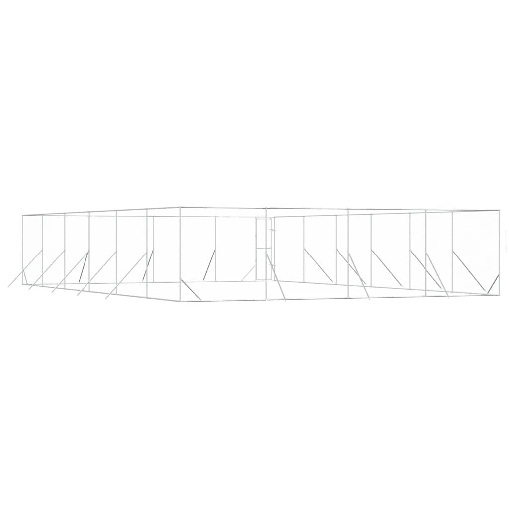Outdoor Dog Kennel Silver 8x12x2 m Galvanised Steel