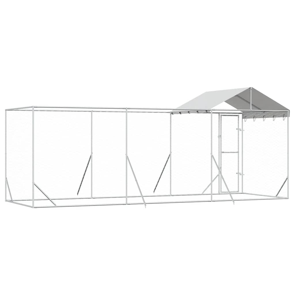 Outdoor Dog Kennel with Roof Silver 6x2x2.5 m Galvanised Steel