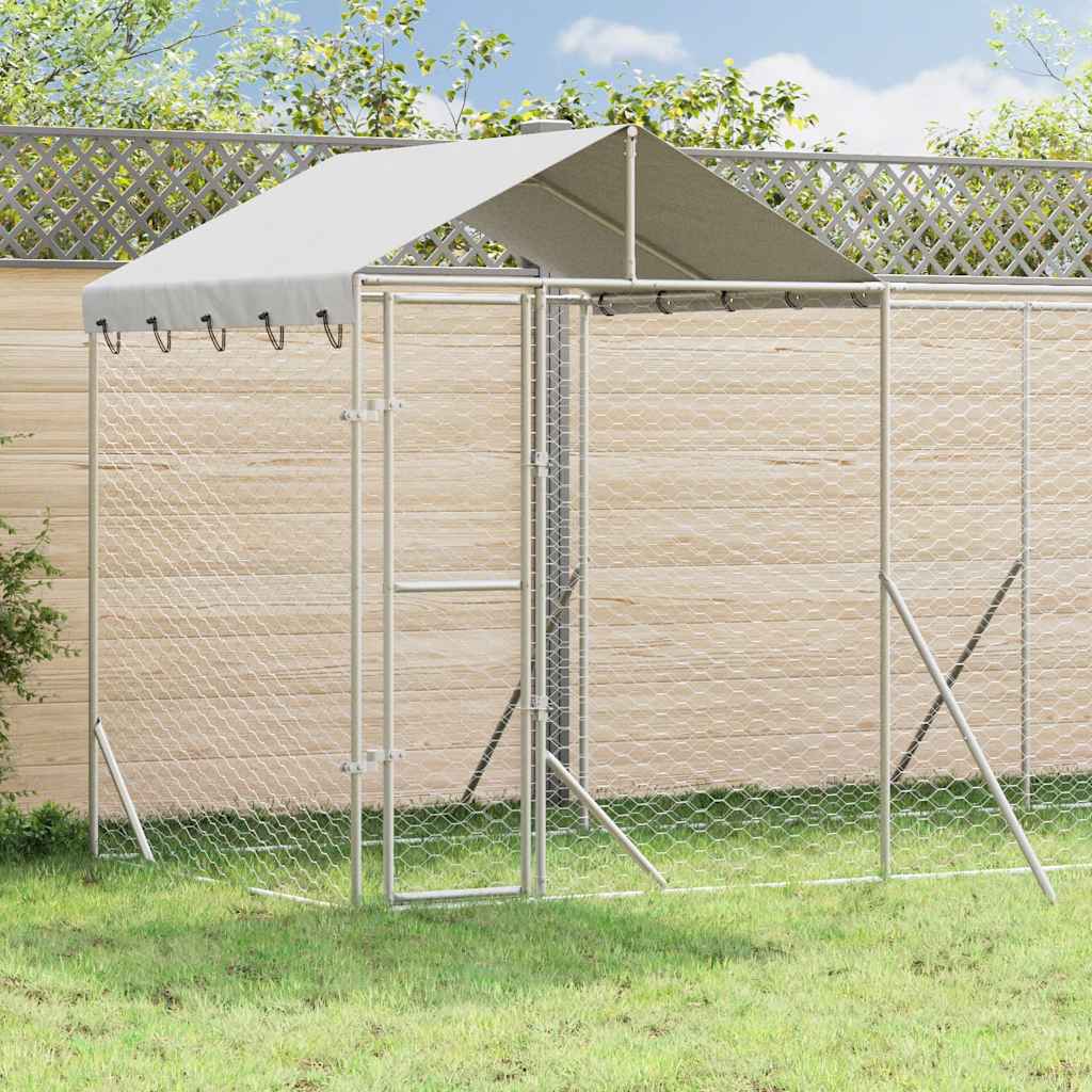 Outdoor Dog Kennel with Roof Silver 10x2x2.5 m Galvanised Steel