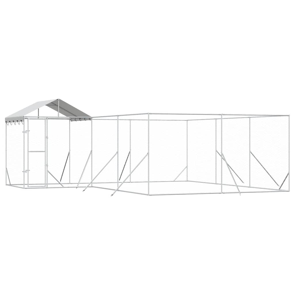 Outdoor Dog Kennel with Roof Silver 6x6x2.5 m Galvanised Steel