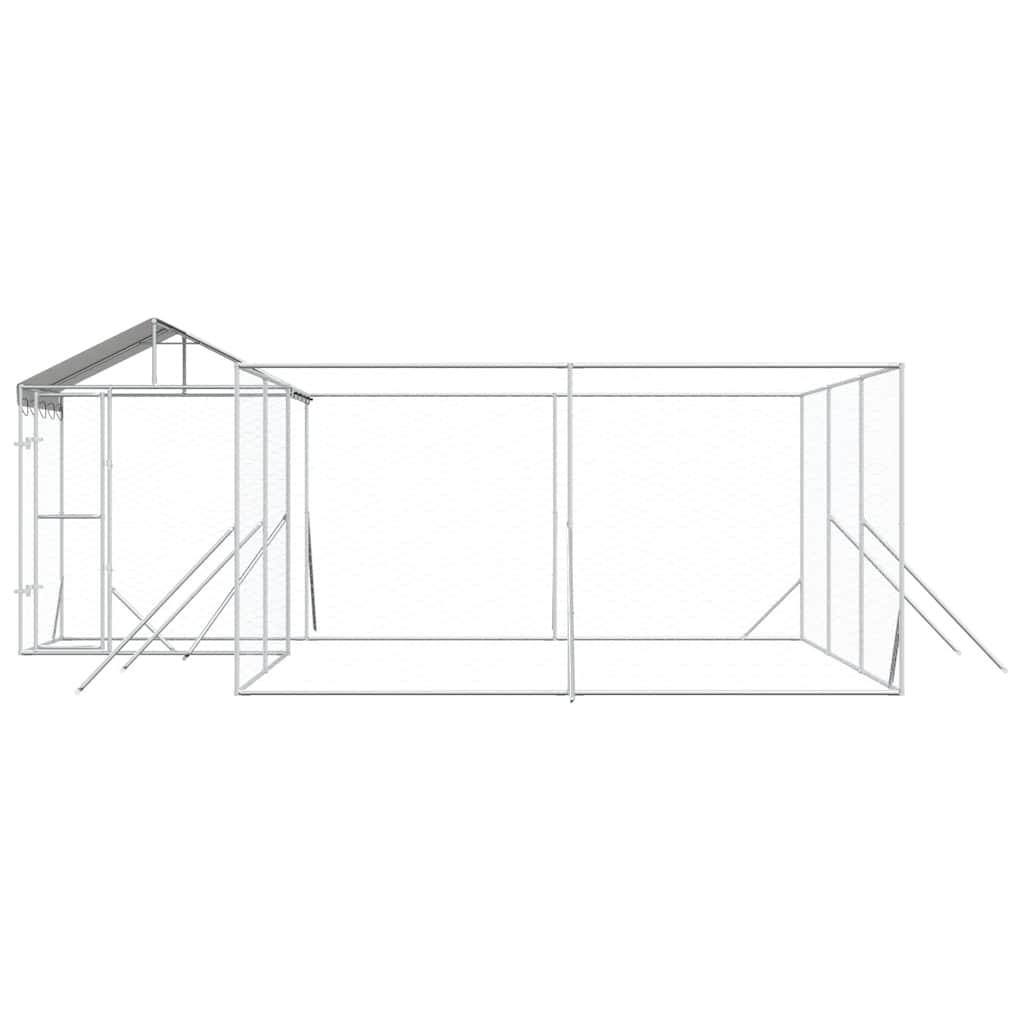 Outdoor Dog Kennel with Roof Silver 6x6x2.5 m Galvanised Steel