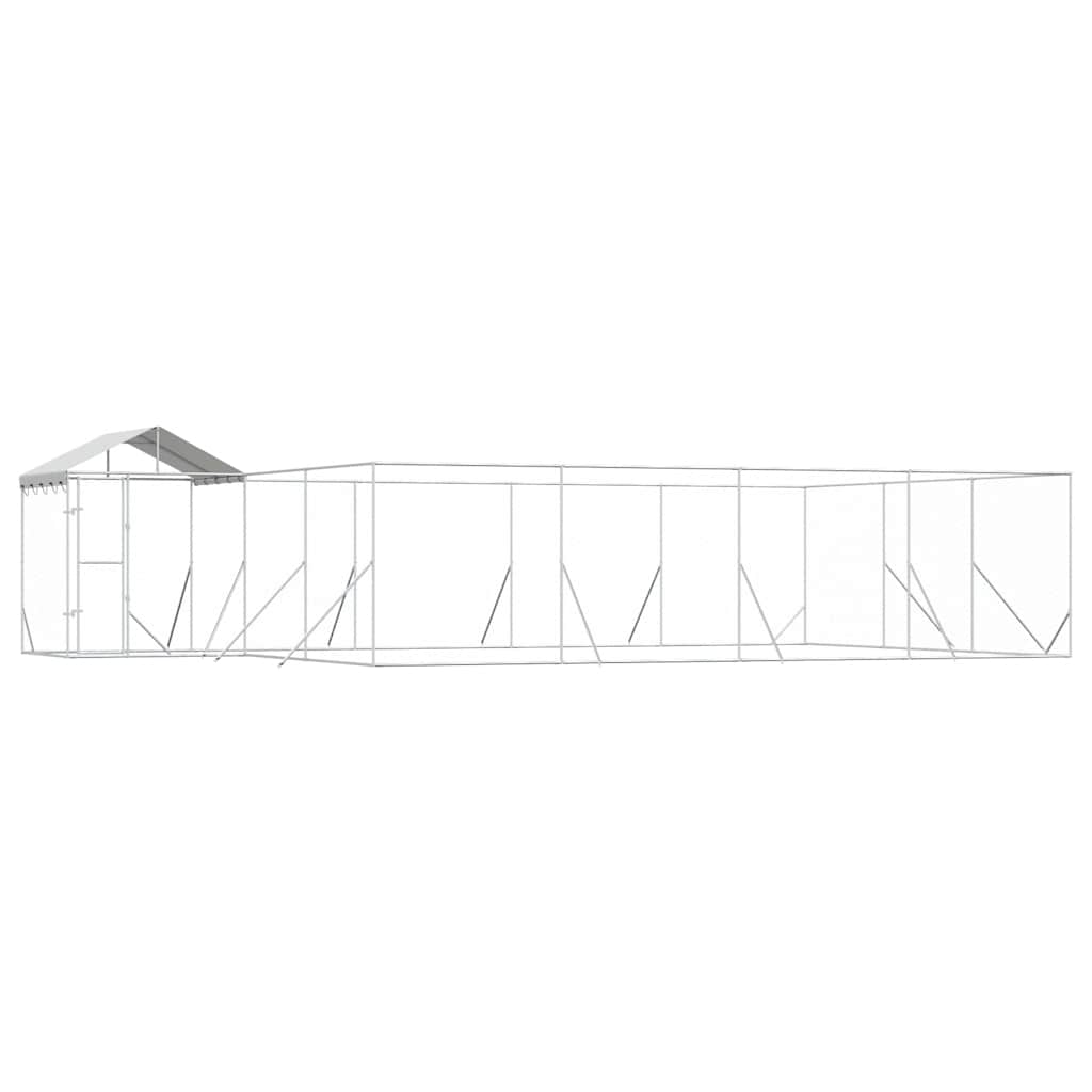 Outdoor Dog Kennel with Roof Silver 10x6x2.5 m Galvanised Steel