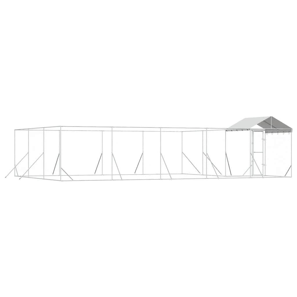 Outdoor Dog Kennel with Roof Silver 10x6x2.5 m Galvanised Steel