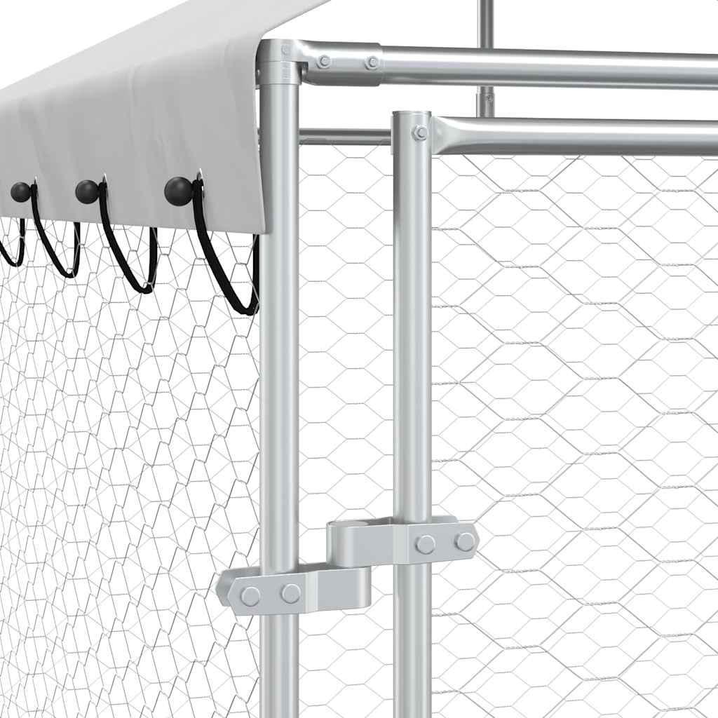 Outdoor Dog Kennel with Roof Silver 10x6x2.5 m Galvanised Steel