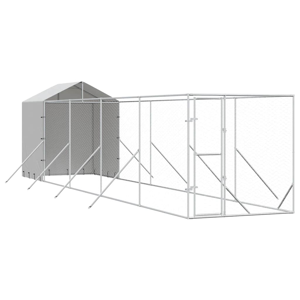 Outdoor Dog Kennel with Roof Silver 2x10x2.5 m Galvanised Steel