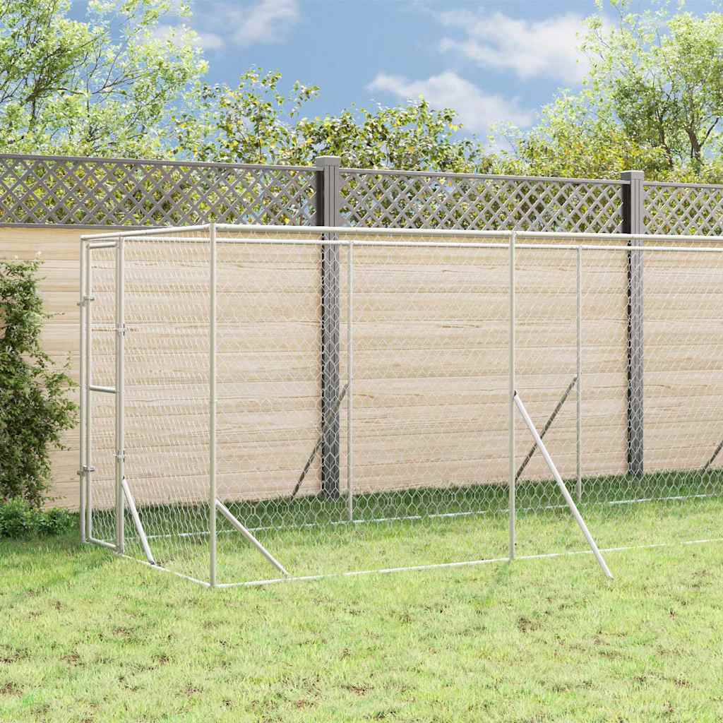 Outdoor Dog Kennel with Roof Silver 2x14x2.5 m Galvanised Steel
