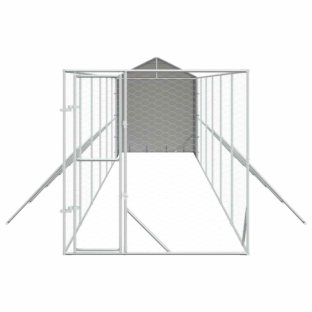 Outdoor Dog Kennel with Roof Silver 2x14x2.5 m Galvanised Steel