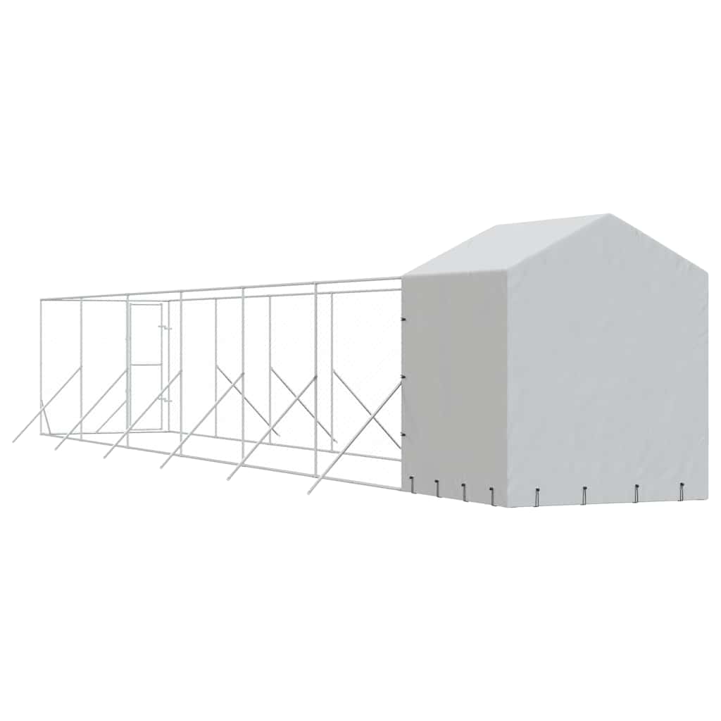 Outdoor Dog Kennel with Roof Silver 2x14x2.5 m Galvanised Steel
