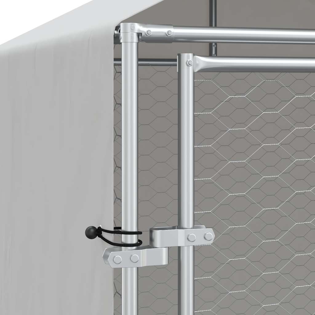 Outdoor Dog Kennel with Roof Silver 2x14x2.5 m Galvanised Steel