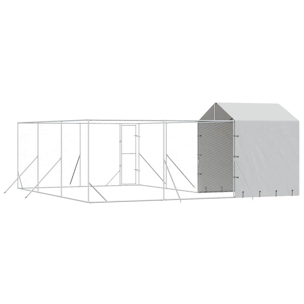 Outdoor Dog Kennel with Roof Silver 6x6x2.5 m Galvanised Steel