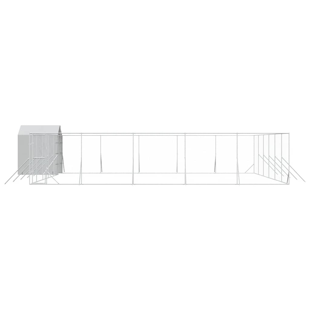 Outdoor Dog Kennel with Roof Silver 12x12x2.5 m Galvanised Steel